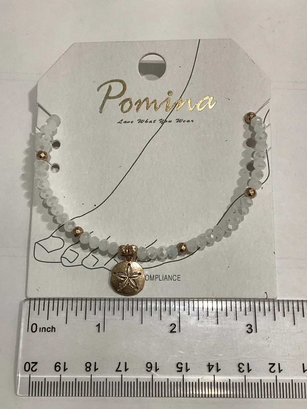 White Beaded Sand Dollar Pendant anklet
